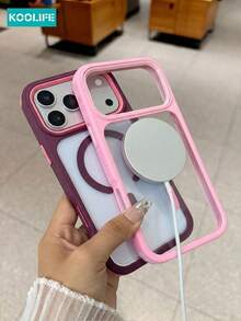 KOOLIFE Luxury Shockproof Anti-Drop Magnetic 3-In-1 Color-Block Transparent Acrylic Apple Phone Case, For Phone18pro/18pro Max/17ProMax, 16ProMax, 15ProMax, 14ProMax, 13ProMax, 17Pro, 16Pro, 15Pro, 14Pro, 13Pro, 17, 16, 15, 14, 13/11/12pro Max; Suitable As Spring Anniversary Gift, Birthday Gift, Graduation Gift, Boyfriend/Girlfriend Birthday Gift, Suitable For Men And Women; - Pink - View 6
