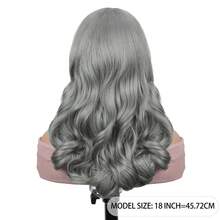 Long Gray Curly Wave Wig Middle Part Wig For Women Daily Use Wavy Wig - Multicolor - View 3
