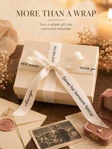 Cinta personalizable para envolver regalos (2.5cm); Disponible en blanco, negro o champán de alta calidad para un aspecto premium - Multicolor - Ver 8