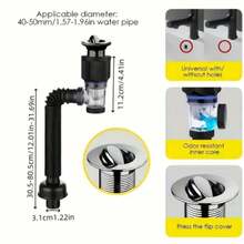 1pc Anti-Odor Retractable P-Shaped Sink Drain Pipe Kit, Stainless Steel Tube + ABS Shell, Fits 1.25-1.96 Inch Drain Pipes, Household Sink Plumbing Replacement Parts, Kitchen Bathroom Daily Water System Practical Home Tool, Holiday Gift - Multicolor - View 6