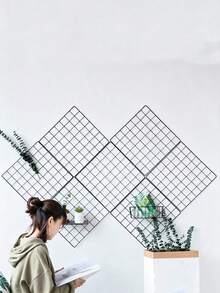 20*20cm/30*40cm 現代居家牆面裝飾鐵藝網格，北歐風相框展示架，派對金屬收納架，明信片DIY牆掛架，浴室收納架 - 彩色 - 查看 3