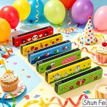 20pcs Harmonica, Lightweight Double Row 16-Hole Harmonica, Christmas Party Gift, Beginner Musical Instrument Toy, Random Color And Style Per Piece (Christmas/Halloween Style) - Multicolor - View 4