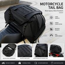 Tas Belakang Motor Tahan Air Bahan Oxford Kapasitas Tinggi dengan Sistem Lepas Cepat, Dilengkapi Strip Reflektif, Banyak Kantong, Lapisan Dalam yang Dapat Dilepas & Penyimpanan Eksternal, Desain Lepas Cepat untuk Berbagai Kendaraan, Universal untuk Skuter. - Hitam - View 2