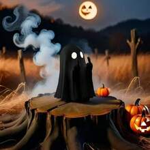 2 Stücke Halloween Geister Figuren, Schwarz-Weiß Geister Statue Dekoration, lustige gotische Geister Ornamente, geeignet für Schreibtisch, Bücherregal, Studiertisch, Spukhaus, Halloween Party, Inneneinrichtung, niedliche und gruselige Geister Motiv Accessoires, Herbst Feiertags Dekoration - mehrfarbig - Übersicht 6