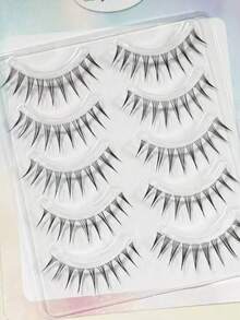 Distinct Roots Clustered A-Type Korean Girl Group Style Natural Japanese Girl Cosplay Makeup False Eyelashes, No-Makeup Look, Realistic Transparent Stem Upper Lashes - View 3