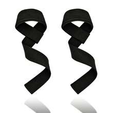 1 Pair Sports Fitness Wrist Straps, Pull-Up, Weightlifting Training Wrist Wraps, Deadlift Grip Support Straps - Black - View 2