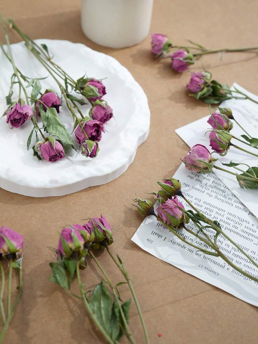10/20/30/40 Pcs Artificial Rose Flowers, Faux Roses, Mini Rose Buds, Resin Handmade Mini Artificial Flowers, Craft Decorative Artificial Flowers, Wedding Home Decor, Wedding Floral Decoration - Purple Rose Flower Head - View 1