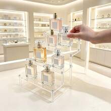 1pc Clear PS Makeup Organizer, Step Cosmetic & Perfume Display Stand, Space-Saving Vanity Storage Rack For Skincare, Lipsticks, And Nail Polish, High-Transparency Desktop Holder For Dresser And Bedroom, Sturdy Design, Modern Minimalist Style. - Clear - View 5