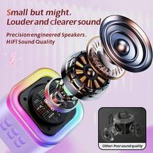 Mini Karaoke Machine, Portable Bluetooth Speaker & 2 Wireless Microphones | Karaoke Player Karaoke Microphone For Family Home Party Outdoor With HI-FI Sound | 5 Magic Sound | PA System | USB | TF | AUX - Violet Purple - View 6