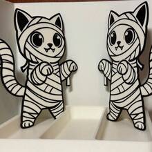 Glow-In-The-Dark Mummy Cat Figurine, Creative Halloween Desktop Decor, Luminous Cat-Shaped Bookshelf Entryway Atmosphere Ornament, Suitable For Cat And Holiday Decoration Lovers - White - View 4