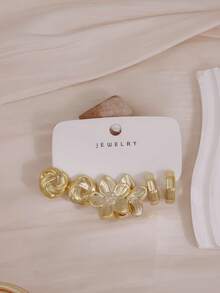 Conjunto de 6-12 Peças de Brincos Combinados com Flor de Girassol - Dourado - Visão 3