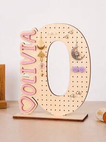 1pc Customized Wooden Letter Earring Stand, Personalized Jewelry Display Stand, Ear Stud Storage Rack, Desktop Storage Rack, Suitable For Placement On The Dressing Table. Suitable As Birthday Or Bridesmaid Gifts. - Multicolor - View 25