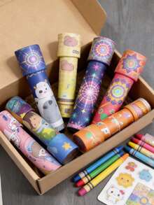 3/6/12pcs Kaleidoskop Vintage, Penghilang Stres untuk Dewasa, Hadiah Pesta Ulang Tahun, Pengisi Kaos Kaki Natal, Berbagai Warna, Plastik Tahan Lama, Hadiah Menarik - View 3