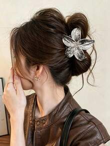 1件/2件 7.5cm/2.95英吋五瓣花髮夾，優雅高端女性髮飾，適合日常、派對、旅行、休閒與假期使用 - 金色 - 查看 6