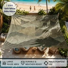 1pc Dark Green Mountain Pattern Sunshade Canopy, Outdoor Windproof Multicolor Large Size UV Protection Stable Durable Easy Installation Suitable For Beach Garden Patio, Includes Rope - Olive Green - View 11