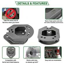 WSays 2" out 1.5 Up Spare Tire Carrier Spacer Compatible with Jeep  JK TJ YJ 1987-2018 Black - A - Ver 5