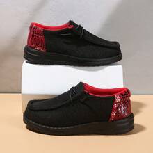 2026 Schwarz & Rot Unisex Kinder Schüler atmungsaktive leichte lässige Sport Loafer, Campus rutschfest verschleißfest minimalistisch einfarbig - Rot - Übersicht 18