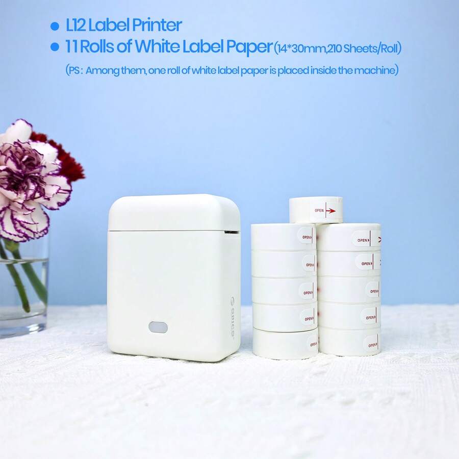 ORICO-Portable Thermal Printer,Mini Label Printer, Pocket Label Printer,Includes: 1-10 Rolls Of White Labels(14*30mm),Sticker Printer,Label Printer,Label Printer Machine And Stickers,Multiple Templates Are Available For Free Use.