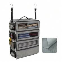 Travel Luggage Organizer Bag, Portable Hanging Travel Storage Rack, Foldable Hanging Carry-On Suitcase Quick Compartment Storage Bag - Multicolor - View 5