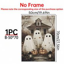 1/6pcs Vintage Ghost Halloween Gallery Wall Decor Set, Whimsical Autumn Halloween Decorations, Kids Room Wall Art Prints, Home Wall Decor Art - Multicolor - View 46