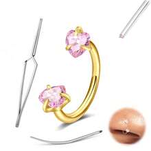 3pcs Stainless Steel Horseshoe Septum Nose Rings With 1pc Piercing Tool And 1pc Guide Needle, Round Zirconia Rhinestone Ear Cartilage Ear Bead Ear Canal Body Piercing Jewelry 18G 8MM - Multicolor - View 12