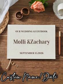 Custom Linen Wedding Guest Book, Personalized Linen Hardcover Photo Album, Photo Guest Book, Wedding Keepsake & Anniversary Commemorative Album - Multicolor - View 15