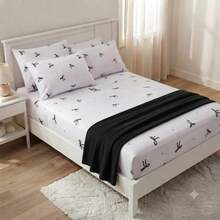 2-Piece Single Bed Sheet Set, Printed 200 Thread Count Percale Fabric, Full Elastic Hem, With Point Palito Pillowcase - 藍色 - 查看 2