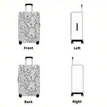 1PC Butterfly And Flower Print Luggage Cover With Manual Doodle Color. Fits Luggage From 18 – 32 Inches; Dust And Elastic Travel Accessories To Protect Your Luggage - View 8