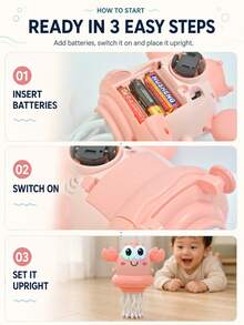 1pc Baby Cartoon Big Eye Crab Automatic Walking Twisting Interactive Educational Toy, Baby Toy, Indoor Daily Parent-Child Game, Birthday Gift - Multicolor - View 6