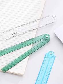 1 pieza Regla de medición plegable de acrílico transparente, extensible de 15 a 30 cm, regla recta, para dibujo, medición, tareas geométricas, primer día de escuela - Multicolor - Ver 8