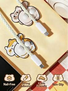 2pcs Data Cable Organizer Cute Egg Cat Cable Management Clip, Creative No-Drill Cable Holder For Office Desk, Computer Desk, Multi-Function Office Cable Organizer, Suitable As Gift - Multicolor - View 1