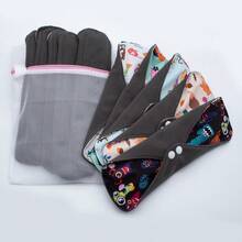 Reusable Menstrual Pads, 10 Pcs Washable Cloth Pads & Period Pads Women (.5 * 10 Inches) With Wet Bag & Laundry Bag, Leak-Proof 4-Layer Reusable Sanitary Pads - 10 Pieces Day Pads - View 8