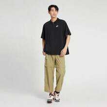 Nike Club Men's Casual Comfortable Versatile Solid Color Brand Logo Polo Collar Short Sleeve T-Shirt - Black - View 2
