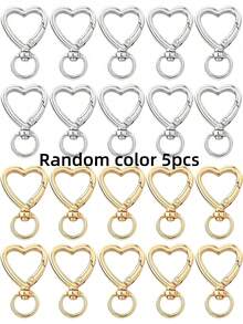 10/30/60/100pcs Heart-Shaped Keychain Swivel Hook, Cute Zinc Alloy Spring Clip Key Ring, Handbag Clip, Suitable For DIY Crafts - Color Mixing - View 14