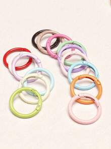 10/20/50pcs 33mm Colorful Metal O-Ring Spring Clasp Openable Round Carabiner Key Ring Hook Dog Chain DIY Jewelry Connector Macaron Color - Multicolor - View 7