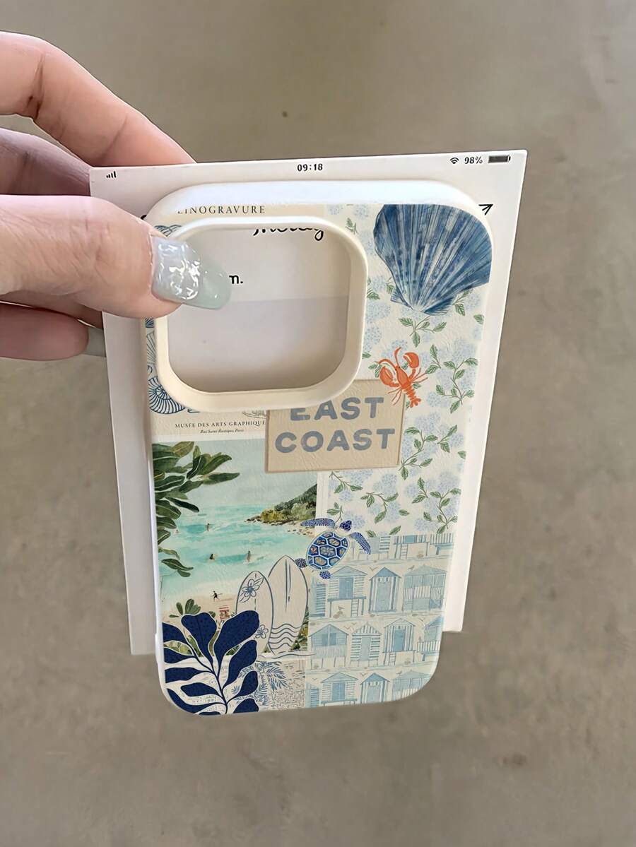 1件 白色休閒海龜度假風極簡個性化 TPU 防摔全包手機殼,適用於 Apple 17 16 15 14 13 12 11 Pro Max Air 及系列 - 彩色 - 查看 1