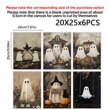 1/6pcs Vintage Ghost Halloween Gallery Wall Decor Set, Whimsical Autumn Halloween Decorations, Kids Room Wall Art Prints, Home Wall Decor Art - Multicolor - View 41