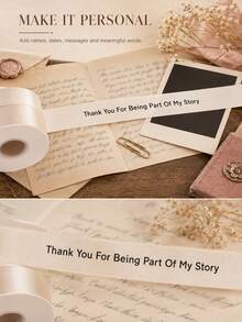 Cinta personalizable para envolver regalos (2.5cm); Disponible en blanco, negro o champán de alta calidad para un aspecto premium - Multicolor - Ver 3