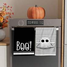 2/4/48pcs Halloween Series Striped Ghost Boo Pattern Printed Kitchen Towels - Super Soft, Highly Absorbent Polyester Dishcloths And Hand Towels, Perfect For Holiday Decor, Kitchen Decor, Party Decor - Multicolor - View 14