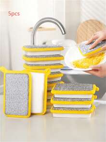 1/5/10pcs Double-Sided Dishwashing Sponges, Double-Sided Kitchen Cloth, Dishwashing Sponge, Pot Scrubbing Sponge, Multi-Purpose Absorbent Sponge, Dish Cleaning Brush, Durable Reusable Kitchen Cleaning Sponge, Kitchen Supplies, Home Products - A - View 12