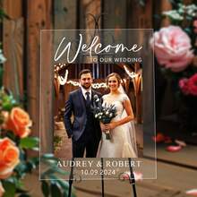 Wedding Welcome Sign, Modern Wedding Sign, Acrylic Wedding Sign, Welcome To Our Wedding Acrylic Sign, Wedding Decor, Wedding Gift - Multicolor - View 5