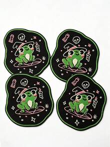 1pc/2pcs/3pcs/4pcs EduFly Witchy Frog Patch Cutesy Whimsical Art Embroidered Iron On - Multicolor - View 9