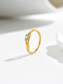 1pc Niche Premium Versatile Square Long Rhinestone Ring, Heart-Shaped Mother Of Pearl Ring, Marquise Zirconia Ring, Thin Pave Ring And More Styles Adjustable Index Finger Ring, Commute Date Elegant Layering Accessory, Exquisite Jewelry Gift For Best Friend And Girlfriend - Yellow Gold - View 14