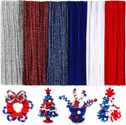 ZXIIXZ 200 Pcs Pipe Cleaners, 6 Colors Pipe Cleaners Bulk For Crafts | Glitter Chenille Stems For Arts And Crafts Fuzzy Limpia Pipas For Holiday Home