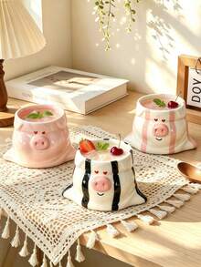 Cute Cartoon Ceramic Coffee Mug, Creative Animal Face Tea Cup With Handle, Aesthetic Breakfast Drinkware, Kawaii Milk Coffee Cup For Home Kitchen Office, Novelty Gift Mug For Coffee Lovers, Cozy Tableware Decor - Multicolor - View 9