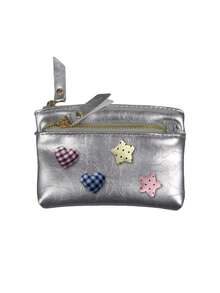 Cute Women Zipper Coin Purse,Y2k Heart Star Decorations,Double Zipper PU Wallet,Portable Key Card, Lipstick Holder,Daily Change Pouch,For Women Girl - Multicolor - View 13