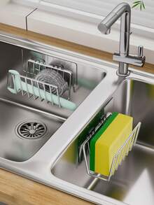 Wall Mount Kitchen Sponge Drain Rack,Perfect For Placing Scouring Pads, Cleaning Blocks, Small Dish Scrub Tools; Suspended Hollow Design Realizes Rapid Water Dripping,Ideal Storage Accessory For Family Kitchen Sinks Kitchen Sink - Multicolor - View 1