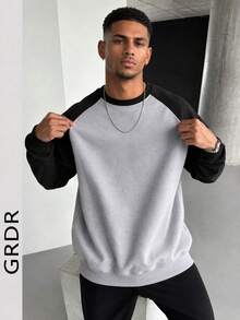 GRDR 1pc Men's Casual Long Sleeve Crew Neck Pullover Sweatshirt | Fashionable & | Show Your Style - Grey - View 2