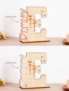 1pc Customized Wooden Letter Earring Stand, Personalized Jewelry Display Stand, Ear Stud Storage Rack, Desktop Storage Rack, Suitable For Placement On The Dressing Table. Suitable As Birthday Or Bridesmaid Gifts. - Multicolor - View 3