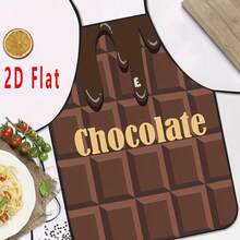 1pc 2D Flat Chocolate Design Printed Apron, Durable And Easy To Clean, Adjustable Waistband, Polyester Material, Unisex Cooking Apron, Perfect For Parties, Outdoor BBQ, And Gift For Friends - Multicolor - View 7